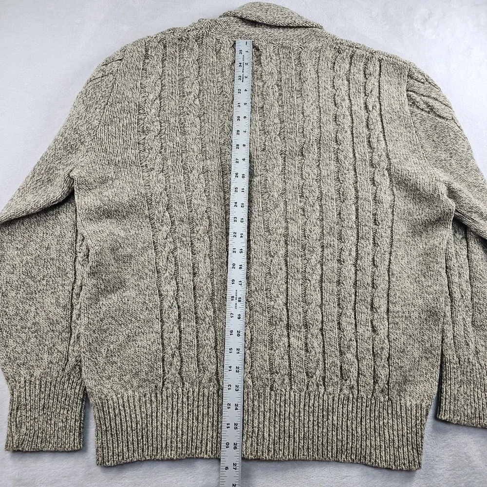 Vtg American Eagle Shawl Collar Cardigan Sweater Men M Chunky Cable Knit Oatmeal